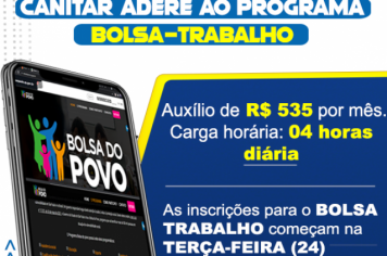 Inscrições para o Bolsa-Trabalho em Canitar começam na terça-feira (24)