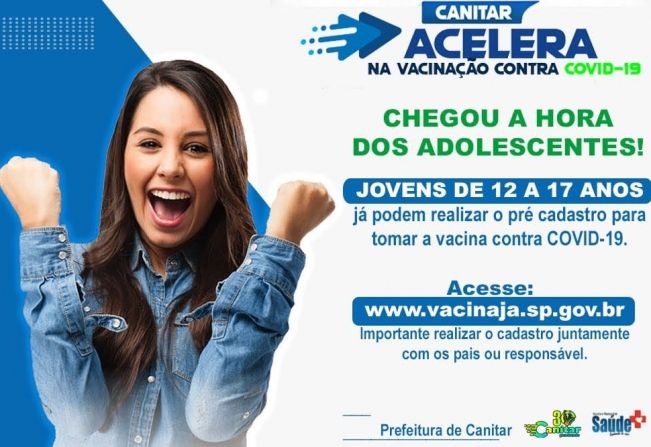 Jovens de 12 a 17 anos já podem realizar o pré cadastro para tomar a vacina covid-19